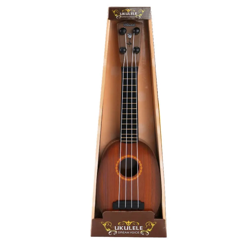 38cm long colourful plastic simulation ukulele toy for children in a presentation box.