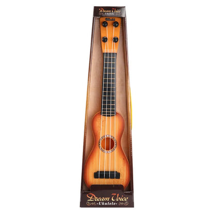 38cm long colourful plastic simulation ukulele toy for children in a presentation box.