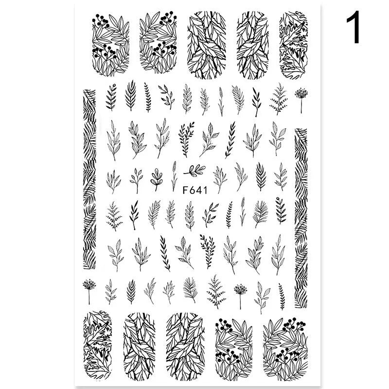 Summer flowers and love adhesive nail art stickers on a 5g sheet, available in seven colour sets for nail decoration