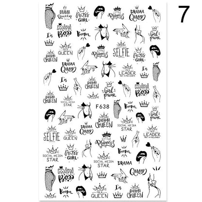Summer flowers and love adhesive nail art stickers on a 5g sheet, available in seven colour sets for nail decoration