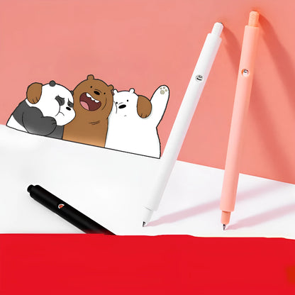 MINISO Bare Bear cartoon design press gel pen with 0.5mm tip in black, pink and white ink options