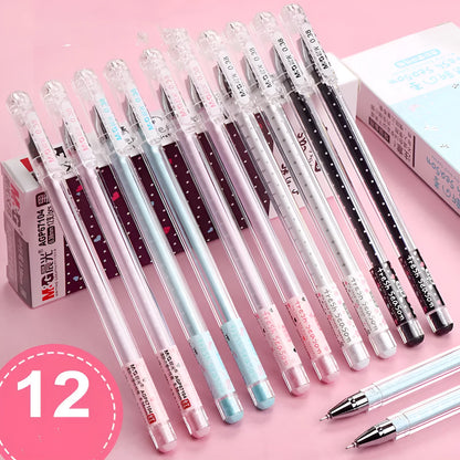 Cute cartoon syringe pen with plastic shell in black, blue, and pink colours