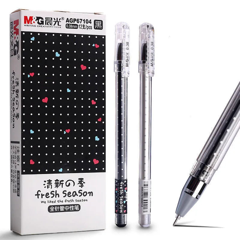 Cute cartoon syringe pen with plastic shell in black, blue, and pink colours