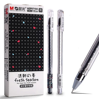 Cute cartoon syringe pen with plastic shell in black, blue, and pink colours