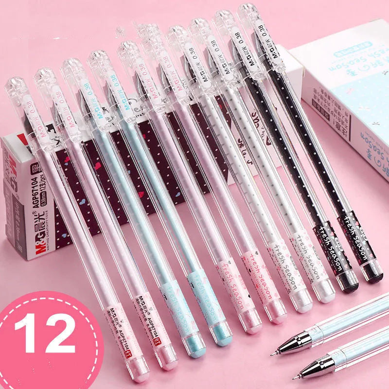 Cute cartoon syringe pen with plastic shell in black, blue, and pink colours