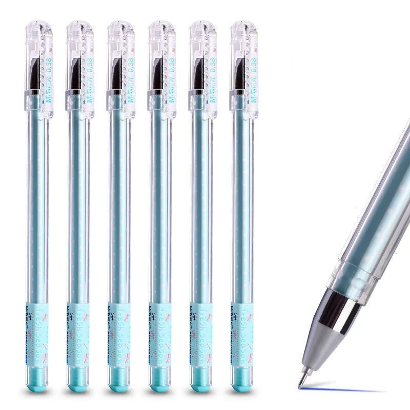 Cute cartoon syringe pen with plastic shell in black, blue, and pink colours