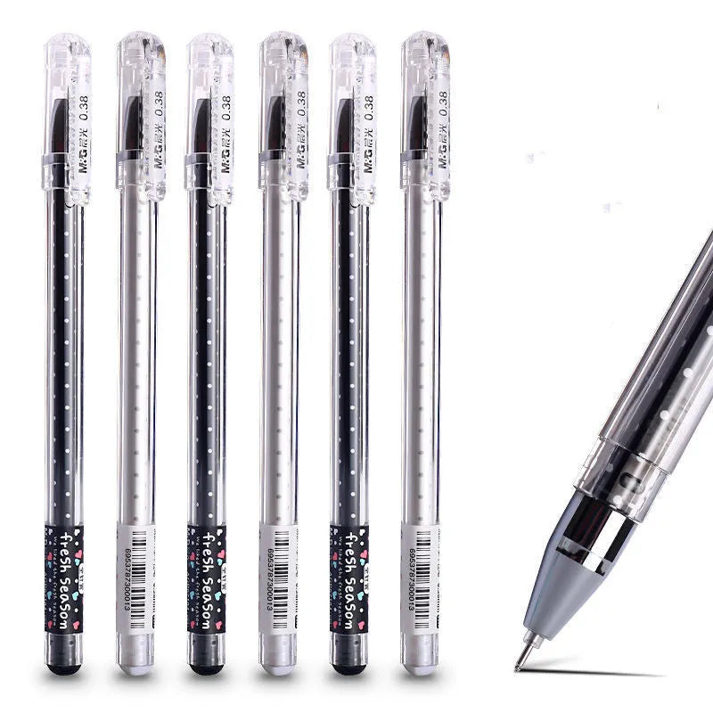 Cute cartoon syringe pen with plastic shell in black, blue, and pink colours