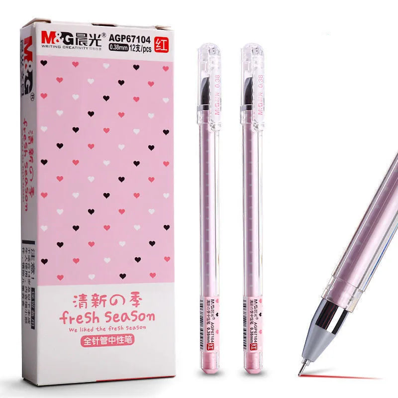Cute cartoon syringe pen with plastic shell in black, blue, and pink colours