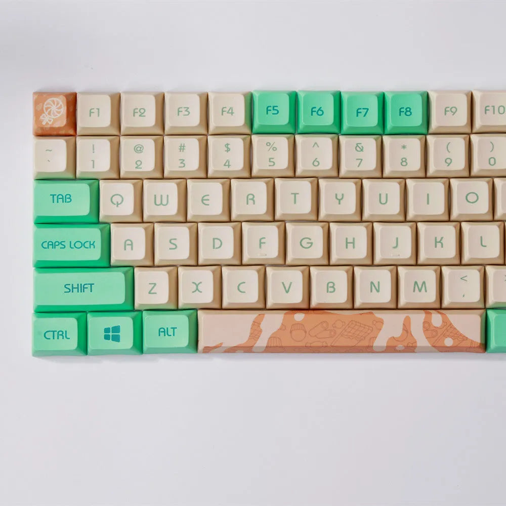 Mint Toffee green DSA profile PBT keycap set for XDA104 mechanical keyboard layout.