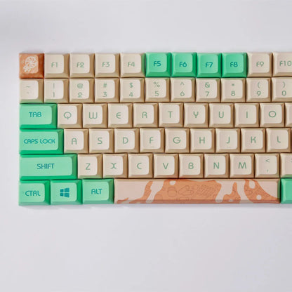 Mint Toffee green DSA profile PBT keycap set for XDA104 mechanical keyboard layout.