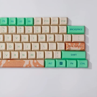 Mint Toffee green DSA profile PBT keycap set for XDA104 mechanical keyboard layout.