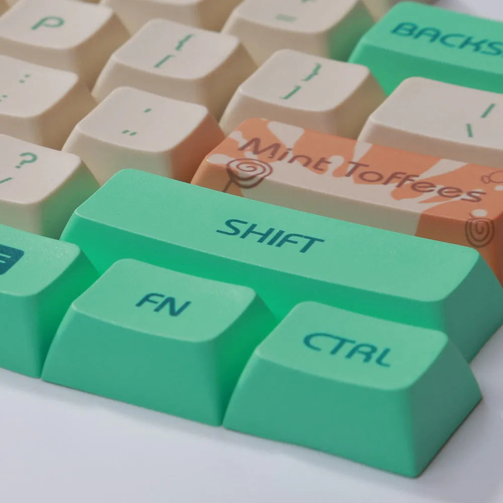 Mint Toffee green DSA profile PBT keycap set for XDA104 mechanical keyboard layout.