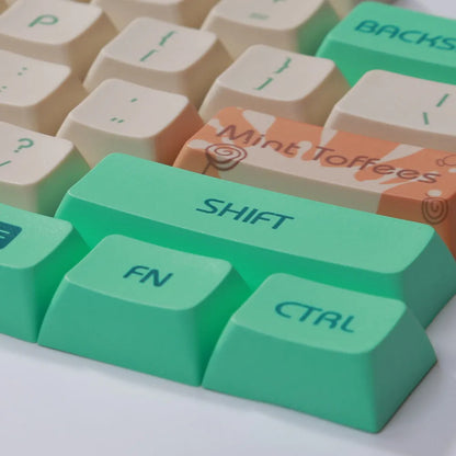 Mint Toffee green DSA profile PBT keycap set for XDA104 mechanical keyboard layout.
