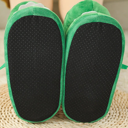 Cozy cotton slippers with moving plush mouths, perfect for indoor wear and relaxation.