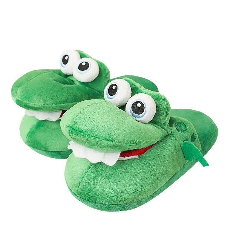Cozy cotton slippers with moving plush mouths, perfect for indoor wear and relaxation.