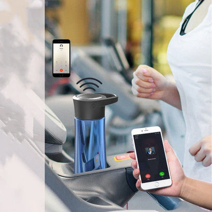 Bluetooth-enabled smart water bottle with wireless speaker, hands-free calling, and durable stainless steel construction