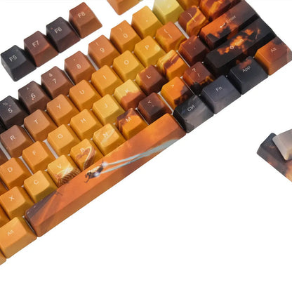 OEM mechanical keyboard keycap set with Saturn engraving design showing 108+2 key configuration