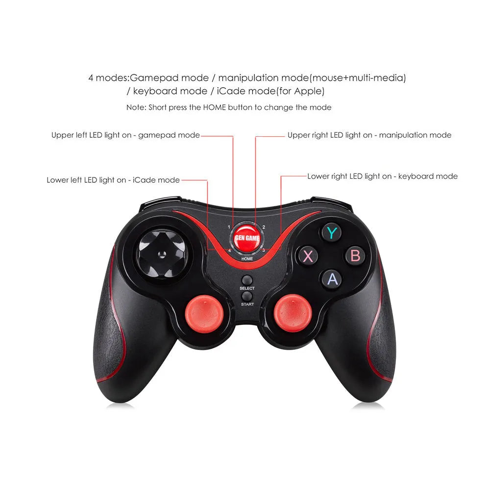 Black wireless Bluetooth gamepad for mobile gaming with Android and iOS compatibility