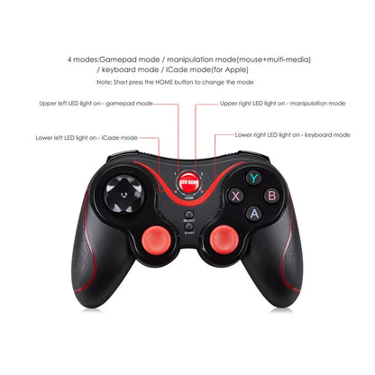 Black wireless Bluetooth gamepad for mobile gaming with Android and iOS compatibility