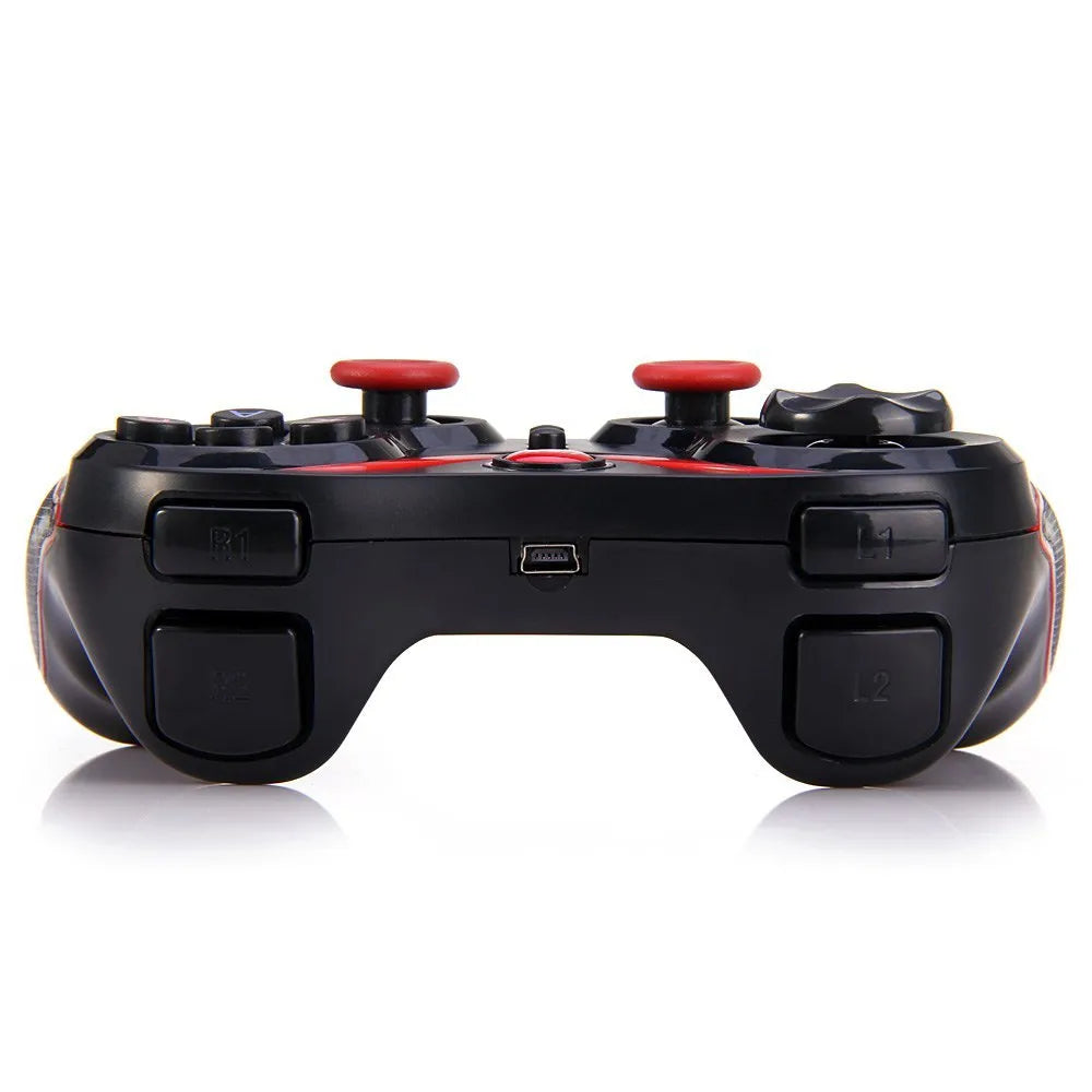 Black wireless Bluetooth gamepad for mobile gaming with Android and iOS compatibility