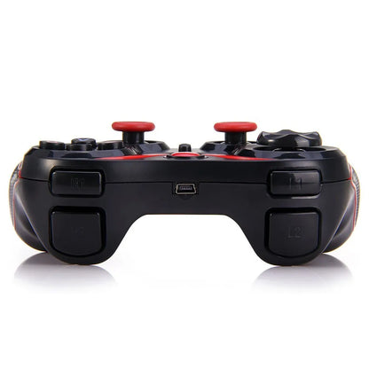Black wireless Bluetooth gamepad for mobile gaming with Android and iOS compatibility