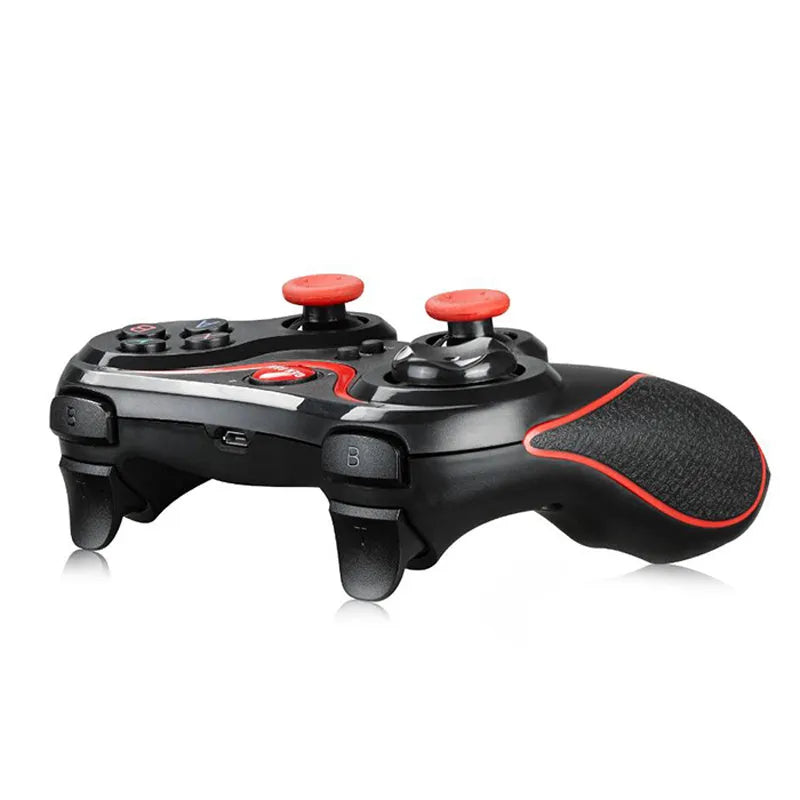 Black wireless Bluetooth gamepad for mobile gaming with Android and iOS compatibility