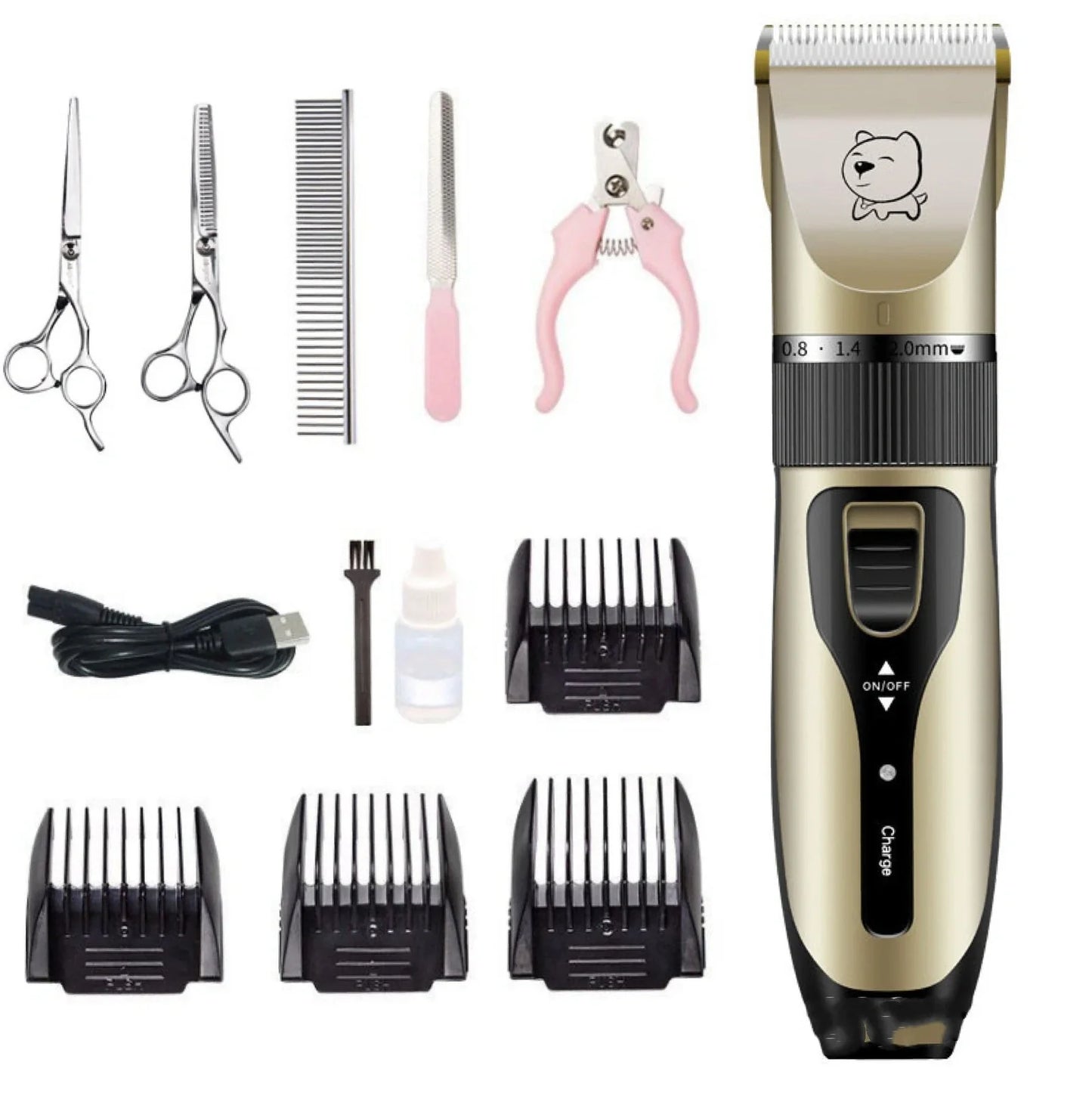 Bodaner professional pet hair clipper with rechargeable motor and stainless steel blades for dog grooming