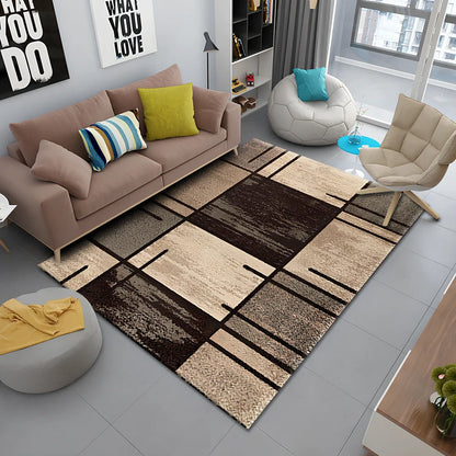 Persian-style polyester rug with non-slip backing and terry middle layer in multiple sizes