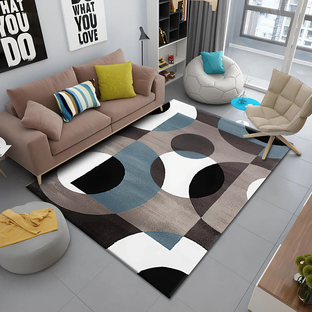 Persian-style polyester rug with non-slip backing and terry middle layer in multiple sizes