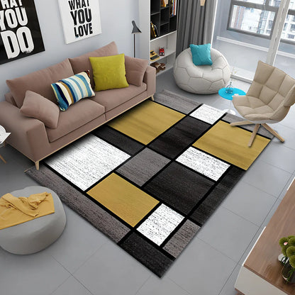 Persian-style polyester rug with non-slip backing and terry middle layer in multiple sizes