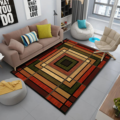 Persian-style polyester rug with non-slip backing and terry middle layer in multiple sizes