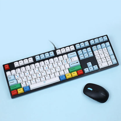 PS theme mechanical keyboard keycap set with blue and white sublimation printing on 108 keys