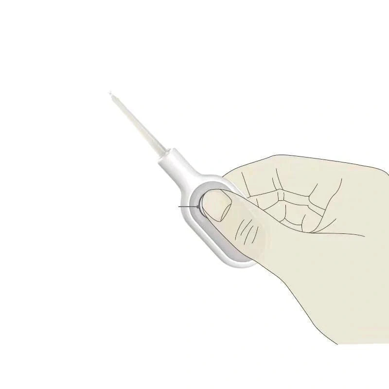 Baby Ear Cleaner with luminous earpick for safe earwax removal, white color, battery-operated