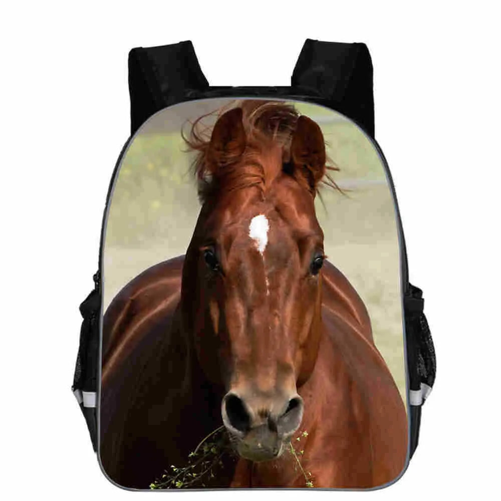 Horse schoolbag with animal head cartoon lightning design backpack for school children