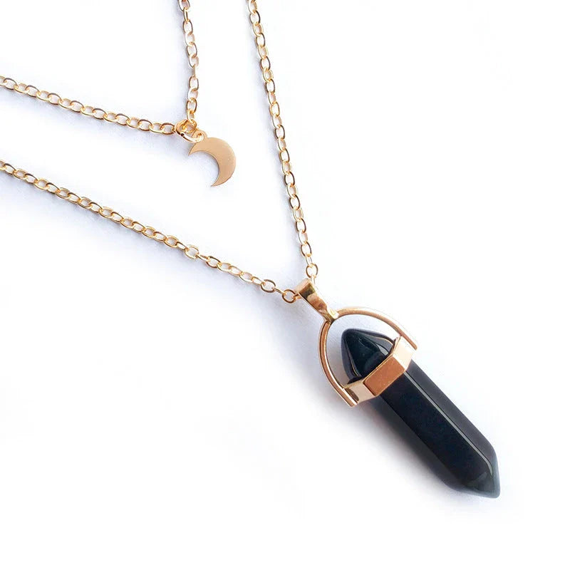 Elegant hexagonal pendant with a captivating moon-inspired design, crafted with premium alloy and a lustrous finish.