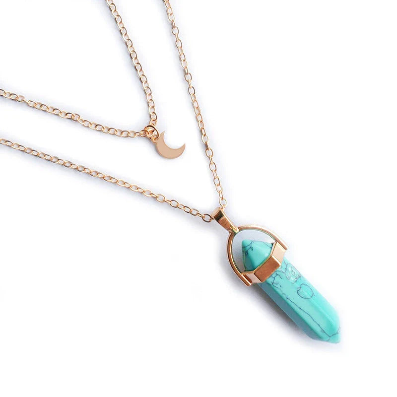Elegant hexagonal pendant with a captivating moon-inspired design, crafted with premium alloy and a lustrous finish.