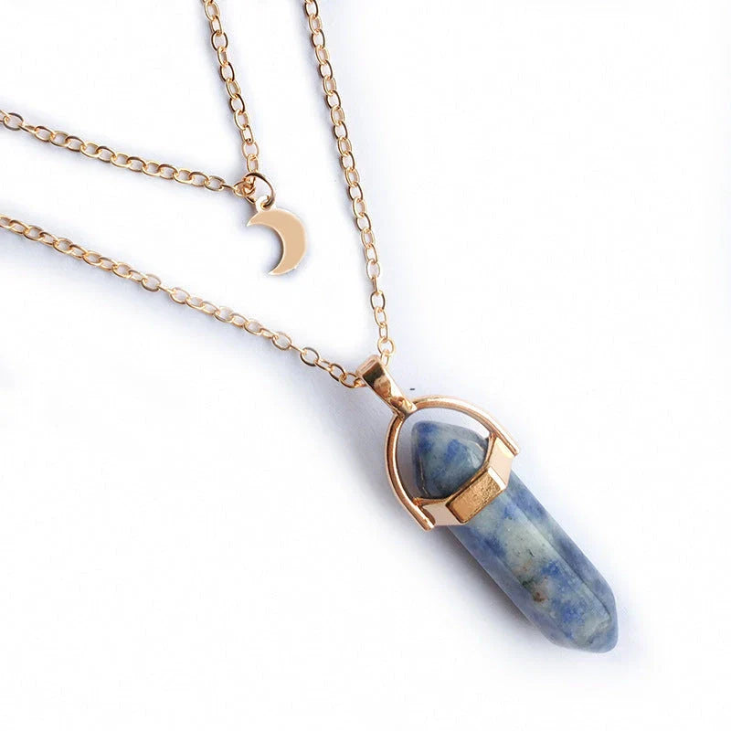 Elegant hexagonal pendant with a captivating moon-inspired design, crafted with premium alloy and a lustrous finish.