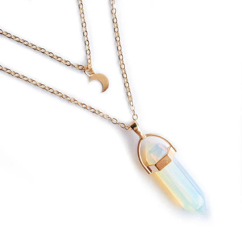 Elegant hexagonal pendant with a captivating moon-inspired design, crafted with premium alloy and a lustrous finish.