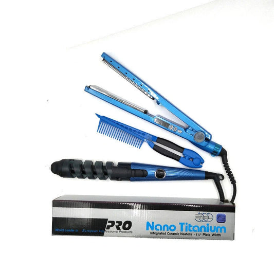Titanium Alloy Spiral Curler Comb Set for gentle hair styling and straightening