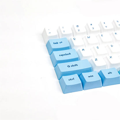 Pink PBT dye-sublimation keycap set with cartoon anime cherry blossom design for GK61 keyboard.