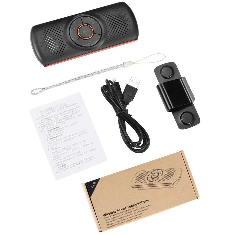 Bluetooth Car Hands-Free Phone Speaker with Sun Visor Clip Mount, Orange Plastic Housing, 3W Output Power for MP3 Music Streaming and Hands-Free Calls in Vehicles