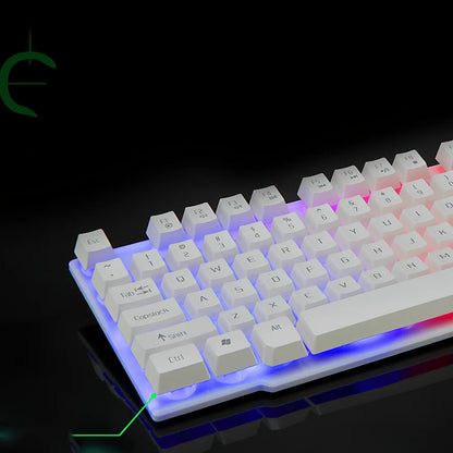 Black 104-key wired USB gaming keyboard with backlight, 42 cm length, multimedia keys, and waterproof plastic build