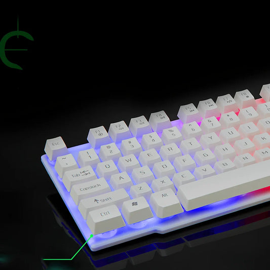 Black 104-key wired USB gaming keyboard with backlight, 42 cm length, multimedia keys, and waterproof plastic build