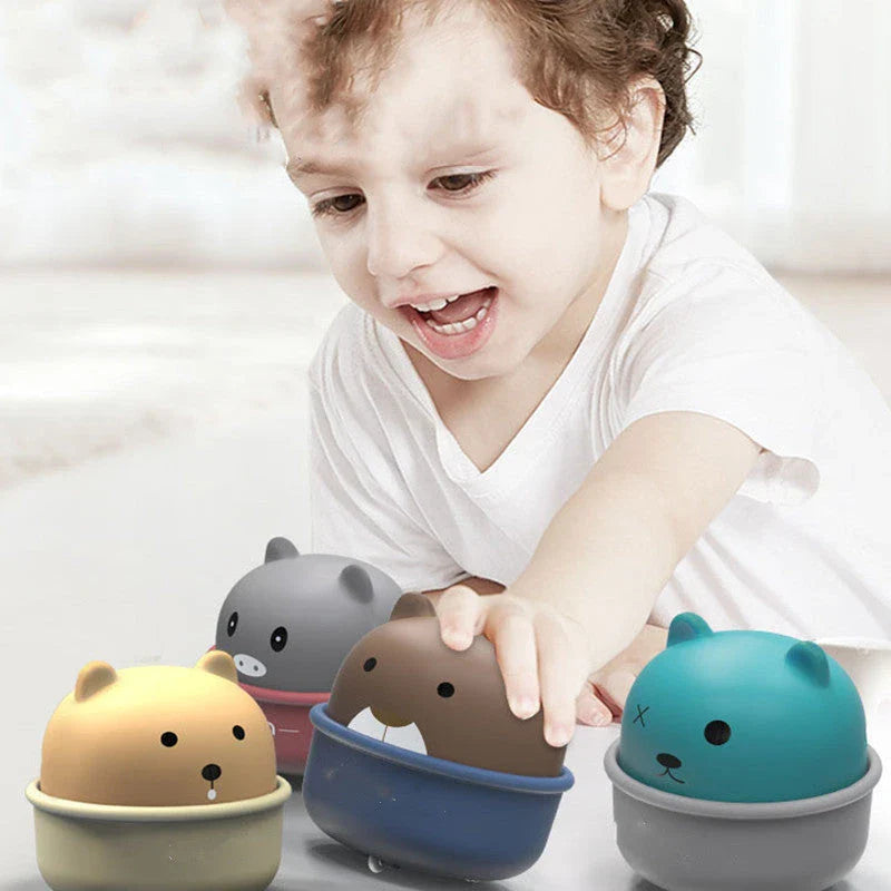 Charming wind-up animal toy cars in various colors for toddlers and young children