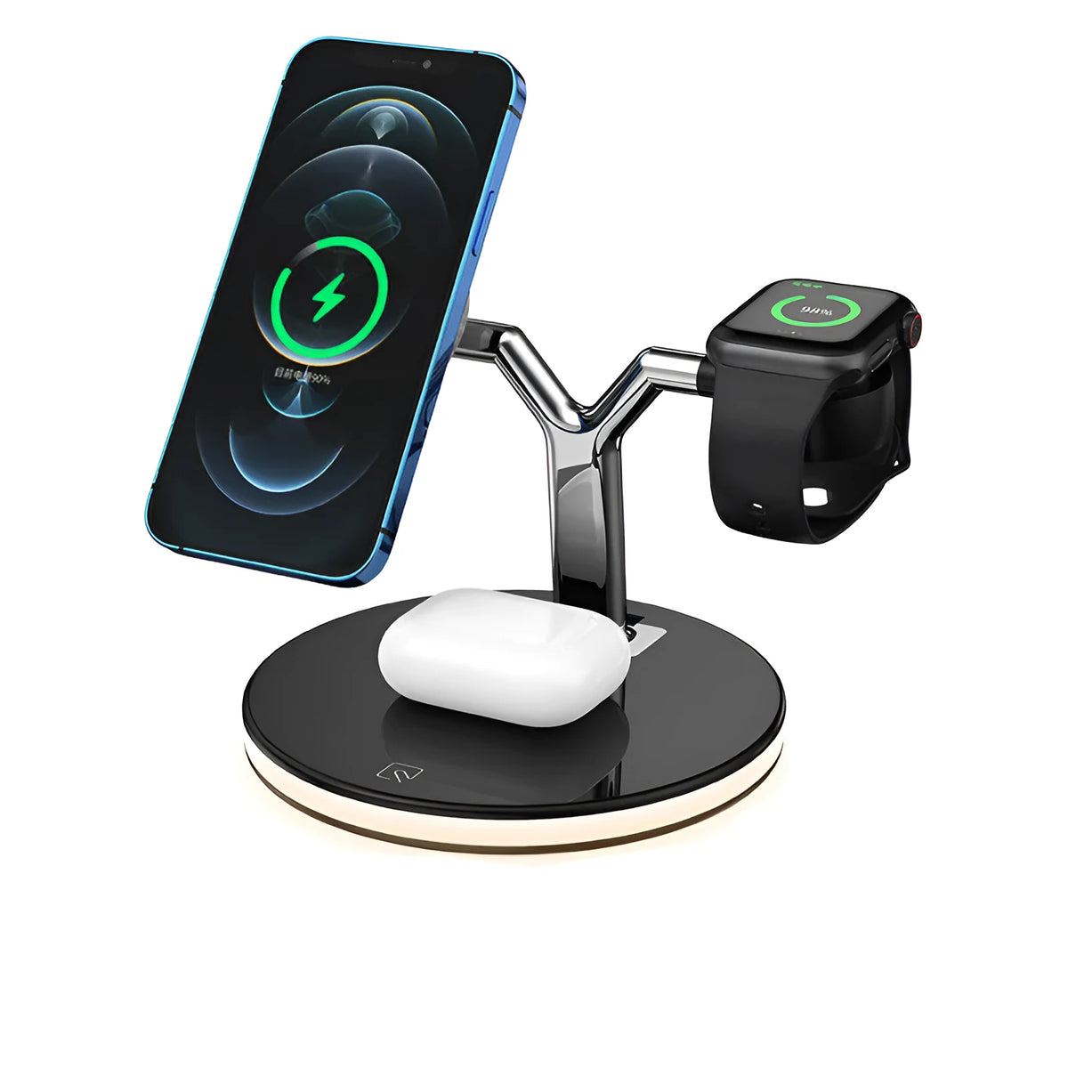 15W three-in-one magnetic wireless fast charging station for multiple devices