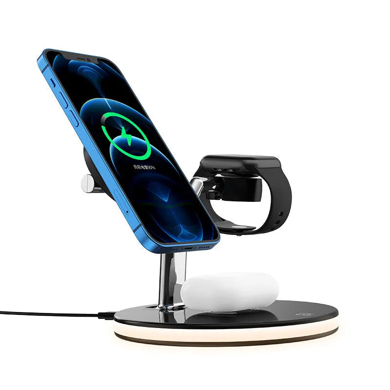15W three-in-one magnetic wireless fast charging station for multiple devices