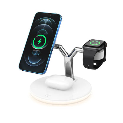 15W three-in-one magnetic wireless fast charging station for multiple devices
