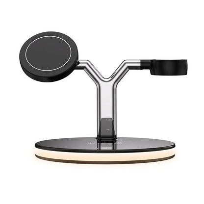 15W three-in-one magnetic wireless fast charging station for multiple devices