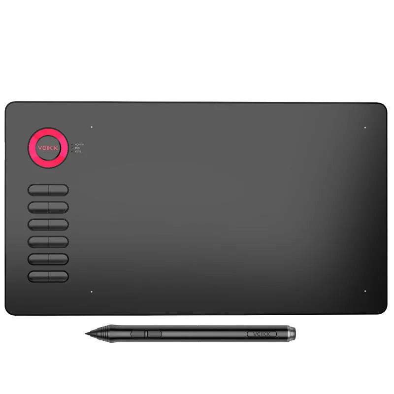 VEIKK A15 graphic drawing tablet with passive pen and pen pocket, 10x6 inch detection area, black colour.