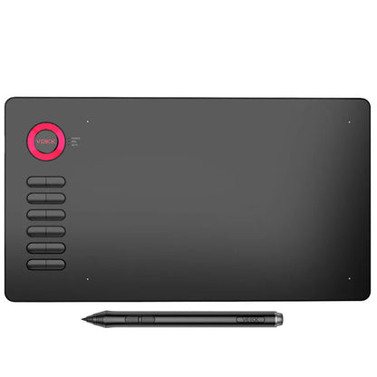 VEIKK A15 graphic drawing tablet with passive pen and pen pocket, 10x6 inch detection area, black colour.